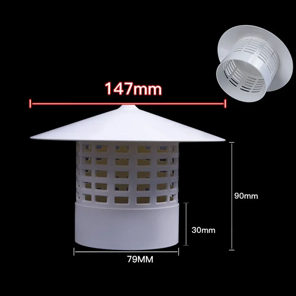 Tapa de lluvia ventilada de 75-200mm, tubo de escape de humo útil, conducto de techo de PVC, Ventilación de pared Exterior, salida de aire de chimeneas