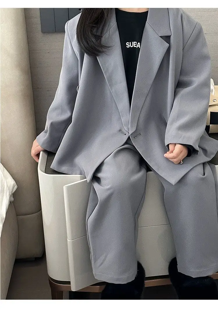 Girls Grey Suit Autumn 2026 Casual Loose Blazer pants Two Pieces School Uniform for Kids Wedding Party Formal Costumes 2-12 Year