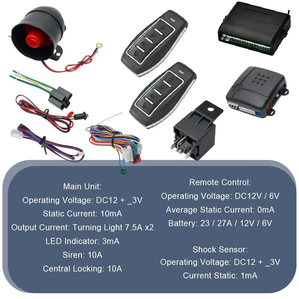 Car Auto Central Locking with Remote Control Burglar Alarm Protection Security System Vehicle  Door Lock Keyless Entry System