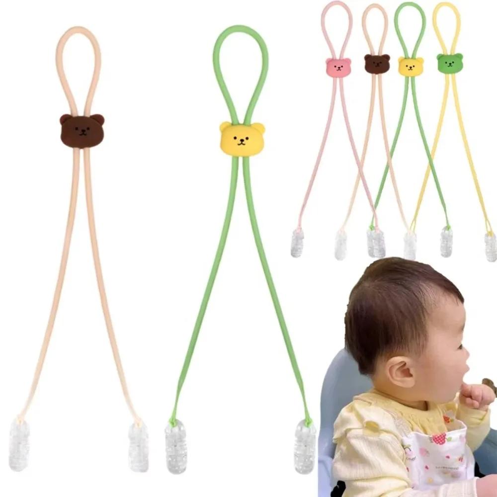 

Adjustable Neck Strap Napkin Clip Anti-dirty Cartoon Bear Design Paper Towel Clip Lanyard Bib Towel Strap Baby