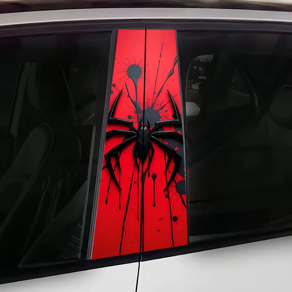 2 Spider Marking Stickers - Waterproof and Scratchy, Suitable for B-pillar External Accessories, Self Adhesive, Disposable