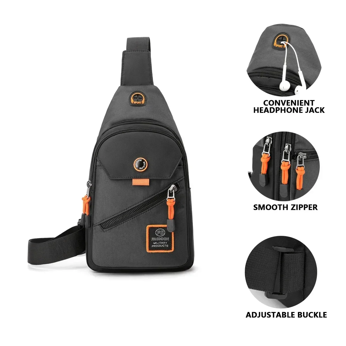 Multifunctional Fashion Sling Bag Durable Travel Sports Crossbody Chest Bag Adjustable Shoulder Strap for Men and Women