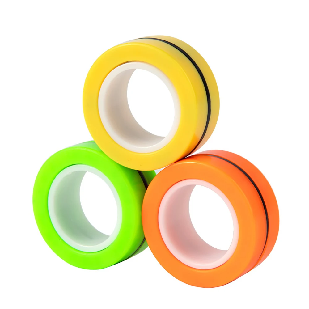 3pcs Magnetic Rings Unzip AntiStress Fidget Ring Spinner Magnetic Spinner Fidget Ring Magic Rings Tool Bracelet For Children