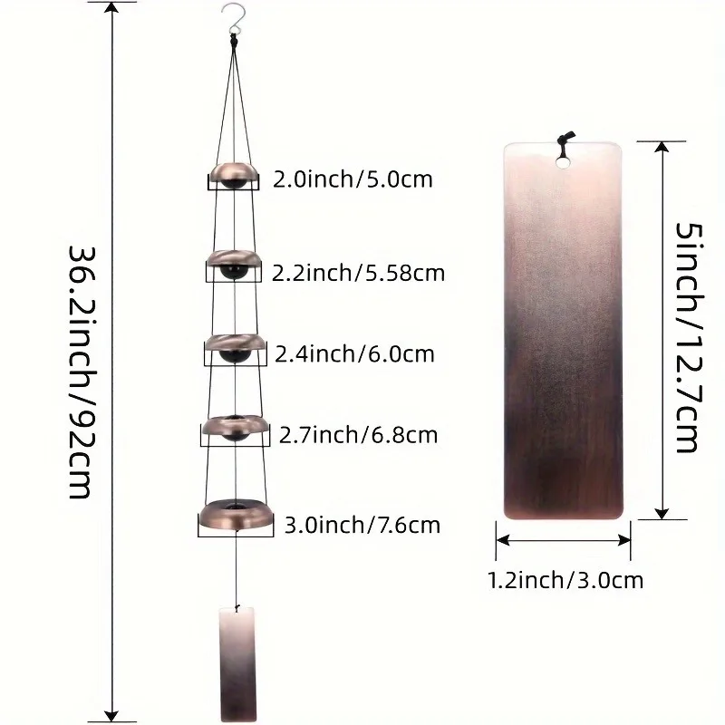 1 قطعة برج الرياح الرنين جرس مع معنى الميمون عنصر ديكور حديد عتيق للاستخدام المنزلي زخرفة معلقة