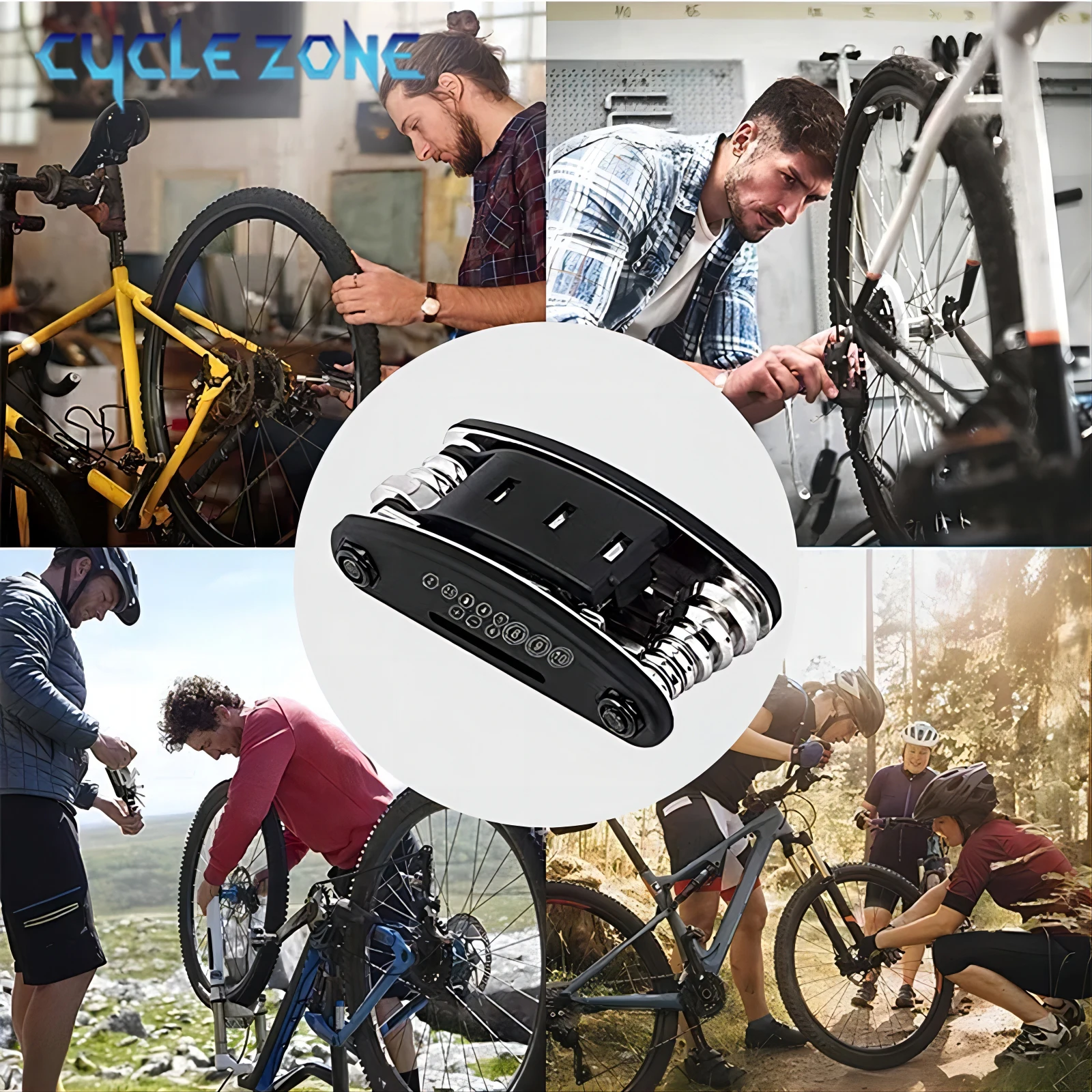 Kit d'outils de réparation de vélo multifonction 16 en 1, outil de réparation de vélo, clé hexagonale pliante, tournevis, outil, accessoires de cyclisme