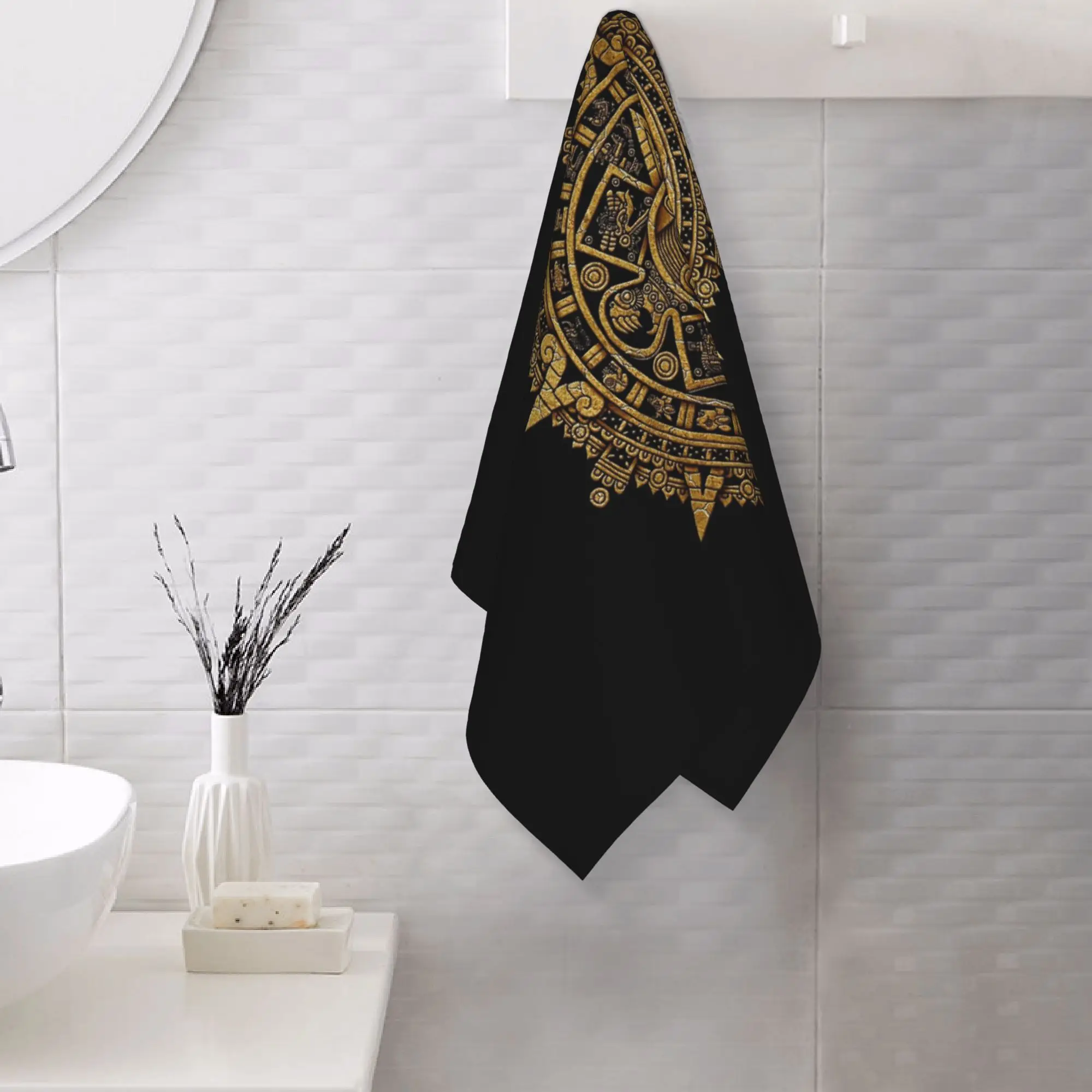 Custom Aztec Calendar Soft Face Towel Quick Dry Pool Bath Cotton Towels Breathable
