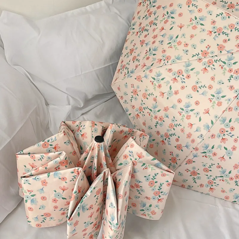 

New Equipped with Small Flower Black Rubber Sunshade Outdoor Portable Suitable for Sunny Days Fully Automatic Manual Sunshade