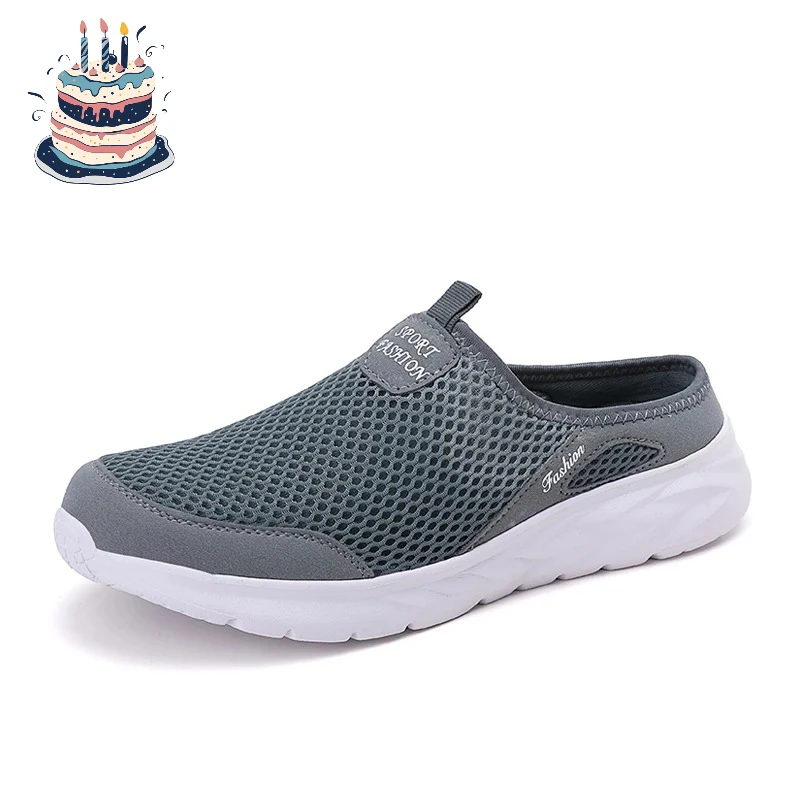 

Summer Outdoor High Quality Anti-slip Men Leisure Shoes New 2026 Mesh Breathable Soft Comfortable Flat-bottomed Slippers