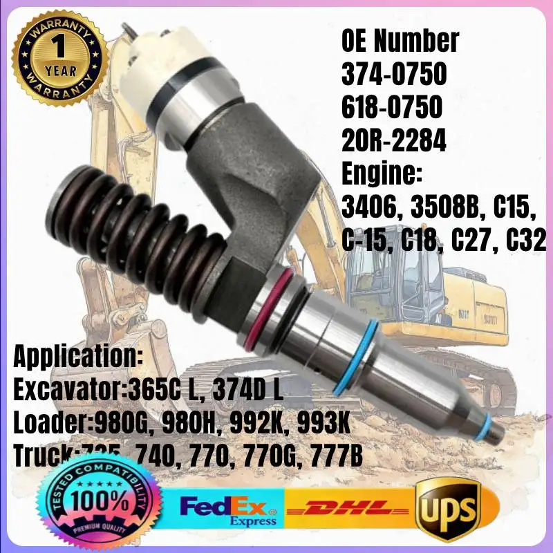 374-0750 618-0750 20R-2284 Common Rail Fuel Injector 3740750 6180750 20R2284 for CAT Engine 3406 3508B C15 C18 C27 C32
