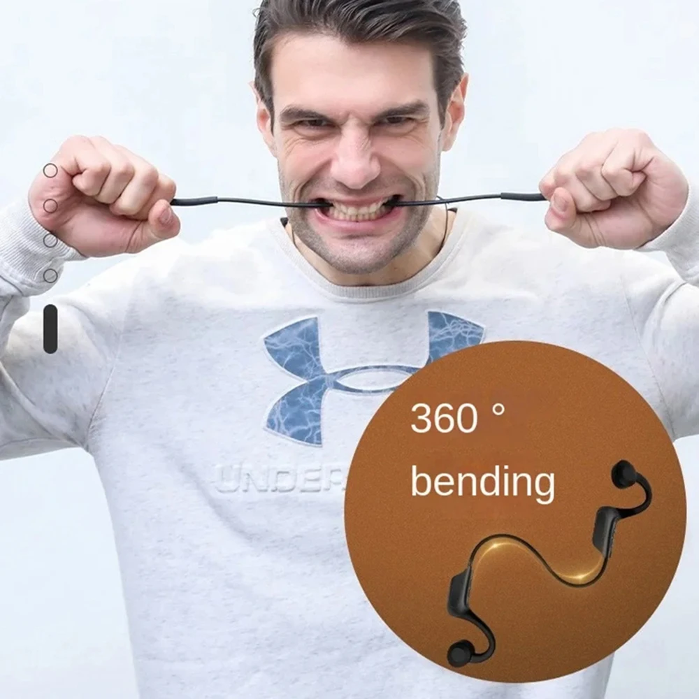 العظام التوصيل سماعات بلوتوث 128G بطاقة توصيل الهواء غير مؤلم مقاوم للماء الأذن معلقة سماعات رياضية مع هيئة التصنيع العسكري