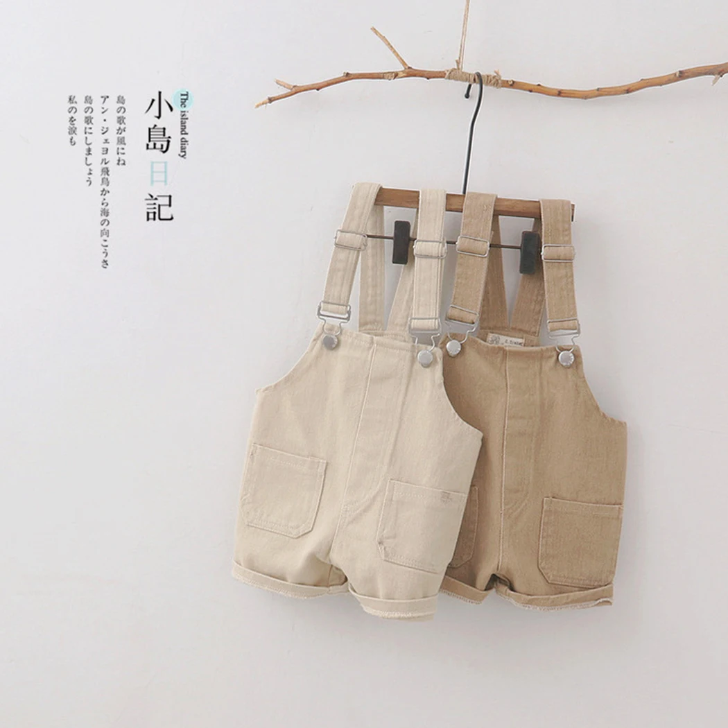 Summer Denim Kids Overalls Strap Baby Boys Pants Shorts Cute Korean Japan Style Children Suspender Jumpsuit for 1-5Years