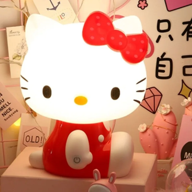 Sanrio New HelloKitty Kawaii Anime Cartoon Night Light Desk Lamp Bedroom Fashion Trend Sense of Luxury Eye Protection Sweetness view 4