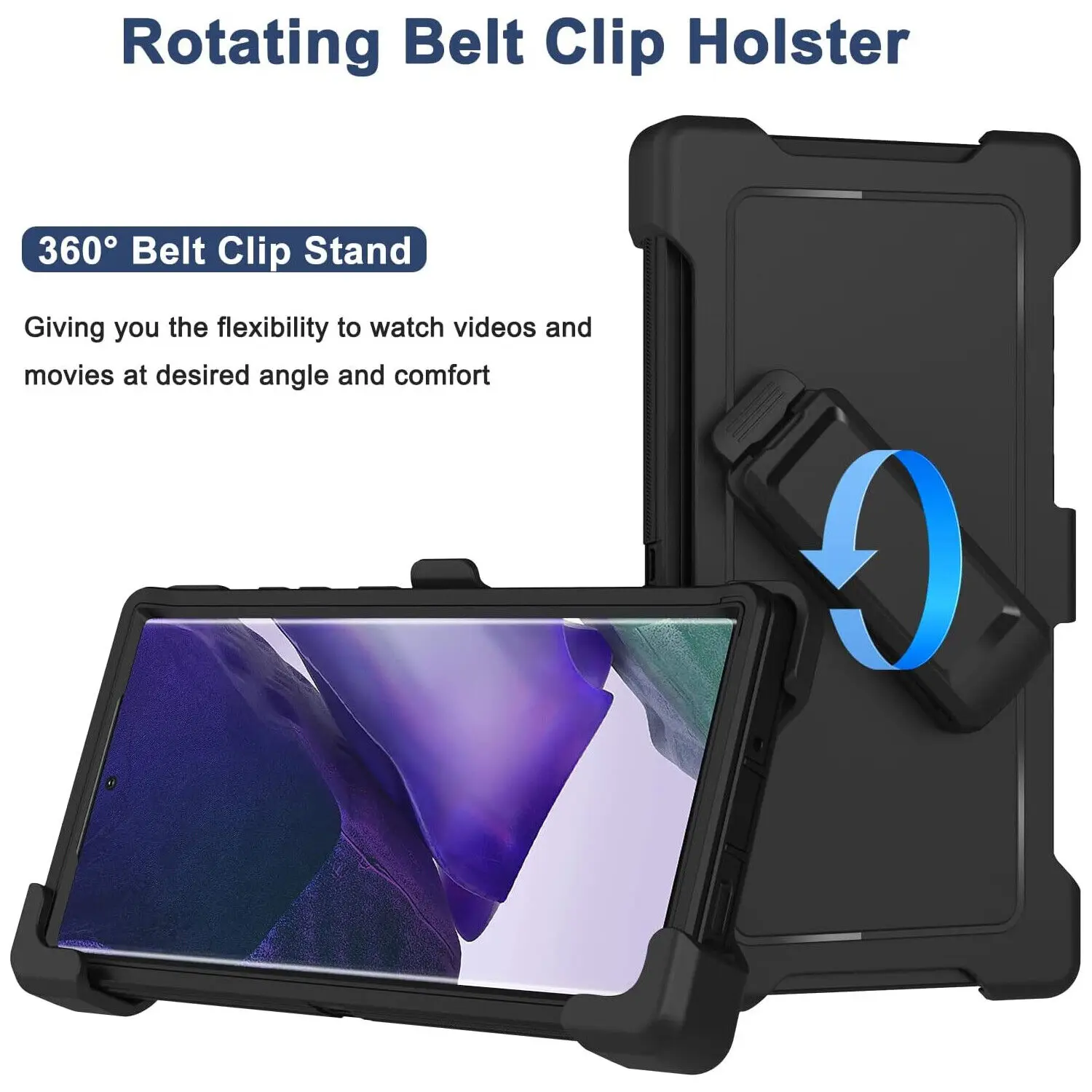 Para Samsung Galaxy S25 Ultra S24 S23 S22 S21 S20 FE armadura resistente a prueba de golpes Clip para cinturón funda de teléfono pantalla de vidrio templado