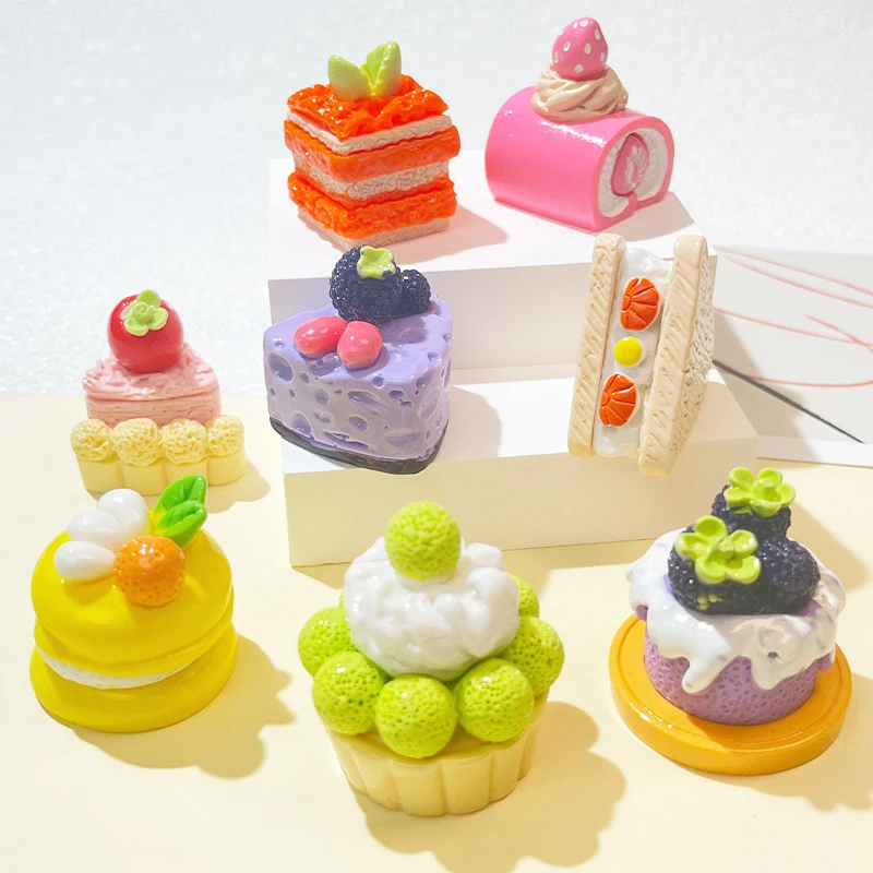 Mini Artificial Fruit Cake Dessert Miniature Model Simulation Cake Decoration Photo Prop Display Gift Car Doll House Ornaments