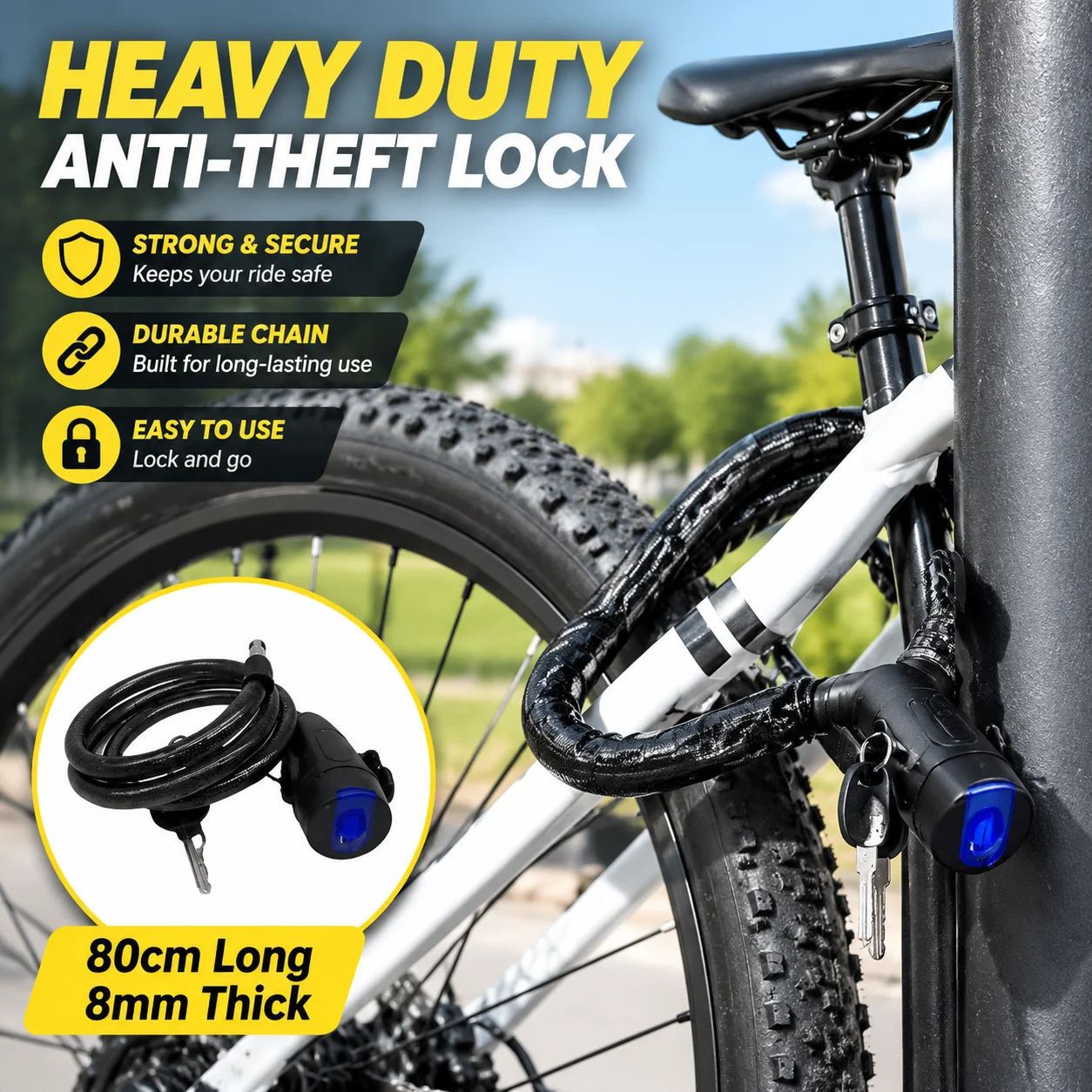 Bicycle Chain - Heavy Duty Anti-theft Motorcycle Chain Lock
