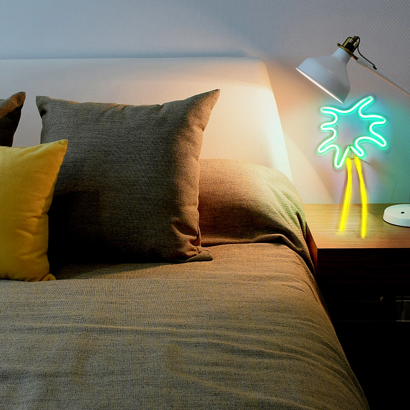 

Светодиодная неоновая вывеска кокосовой пальмы с питанием от USB, креативная ночная лампа, декоративный неоновый свет, лампа для внутренней атмосферы, световой орнамент