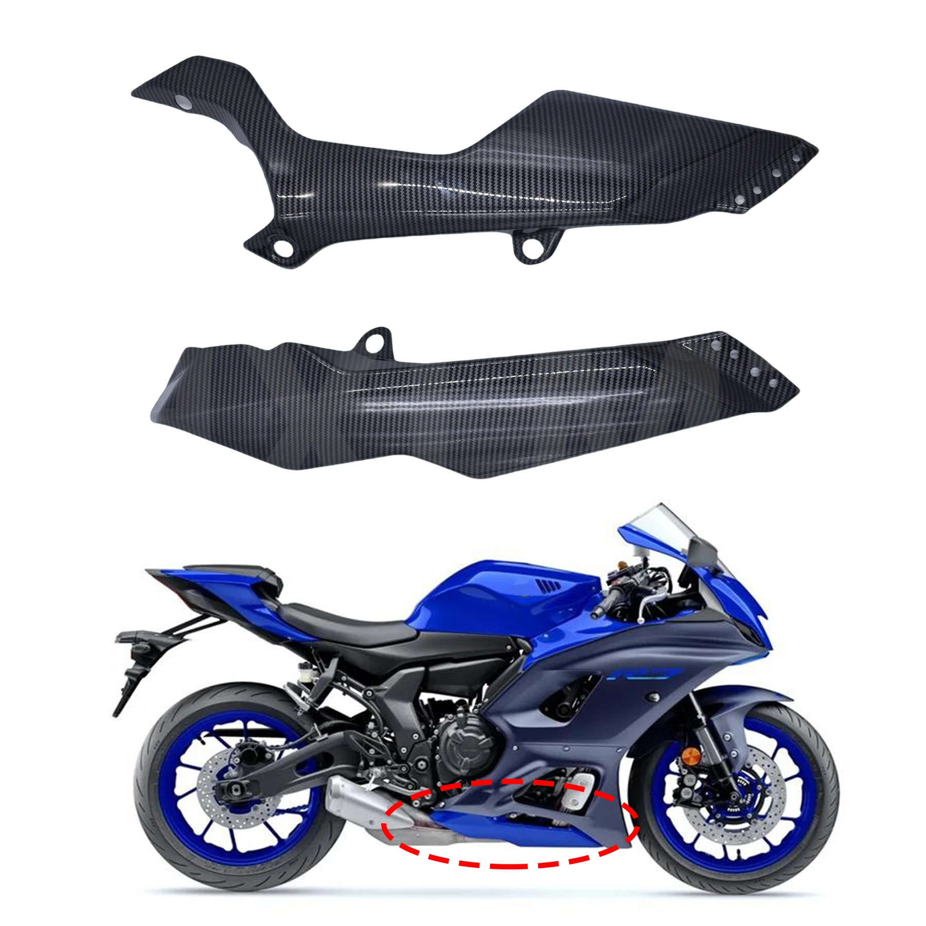 

For YAMAHA YZF-R7 R7 2022 2021 Pure Dry Carbon Fiber Parts Fairing Lower Side Panels Cover Kits Cowl