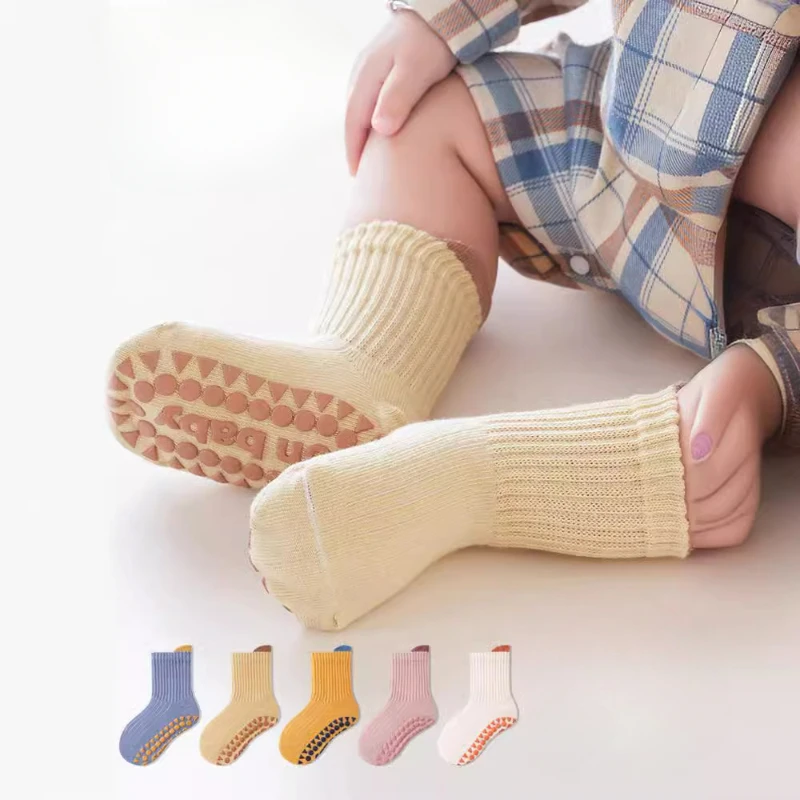 3 Pairs of Spring Baby Floor Socks for Newborns Non Slip Adhesive Loose Mouth Sock Baby Floor Sock Baby Girl Socks