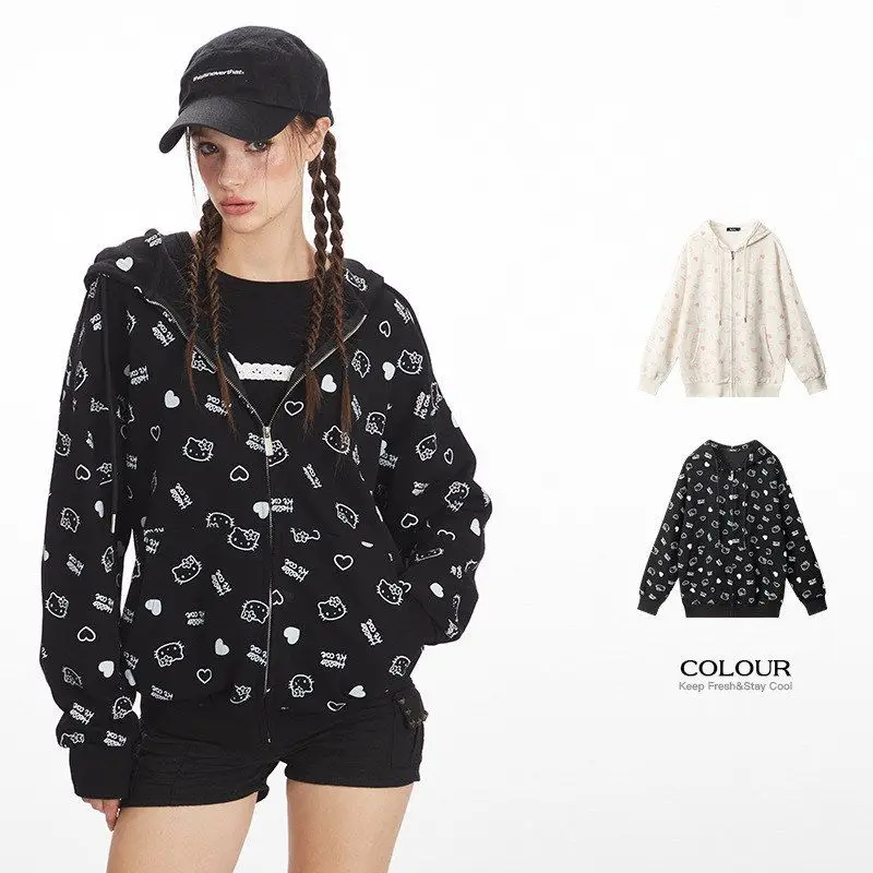 HeyHenry Women's Hoodie Sweatirt  Print Lazy Sle Loose Fit Open Cardigan Polyester Fiber Long Sve Autumn Winter Coat