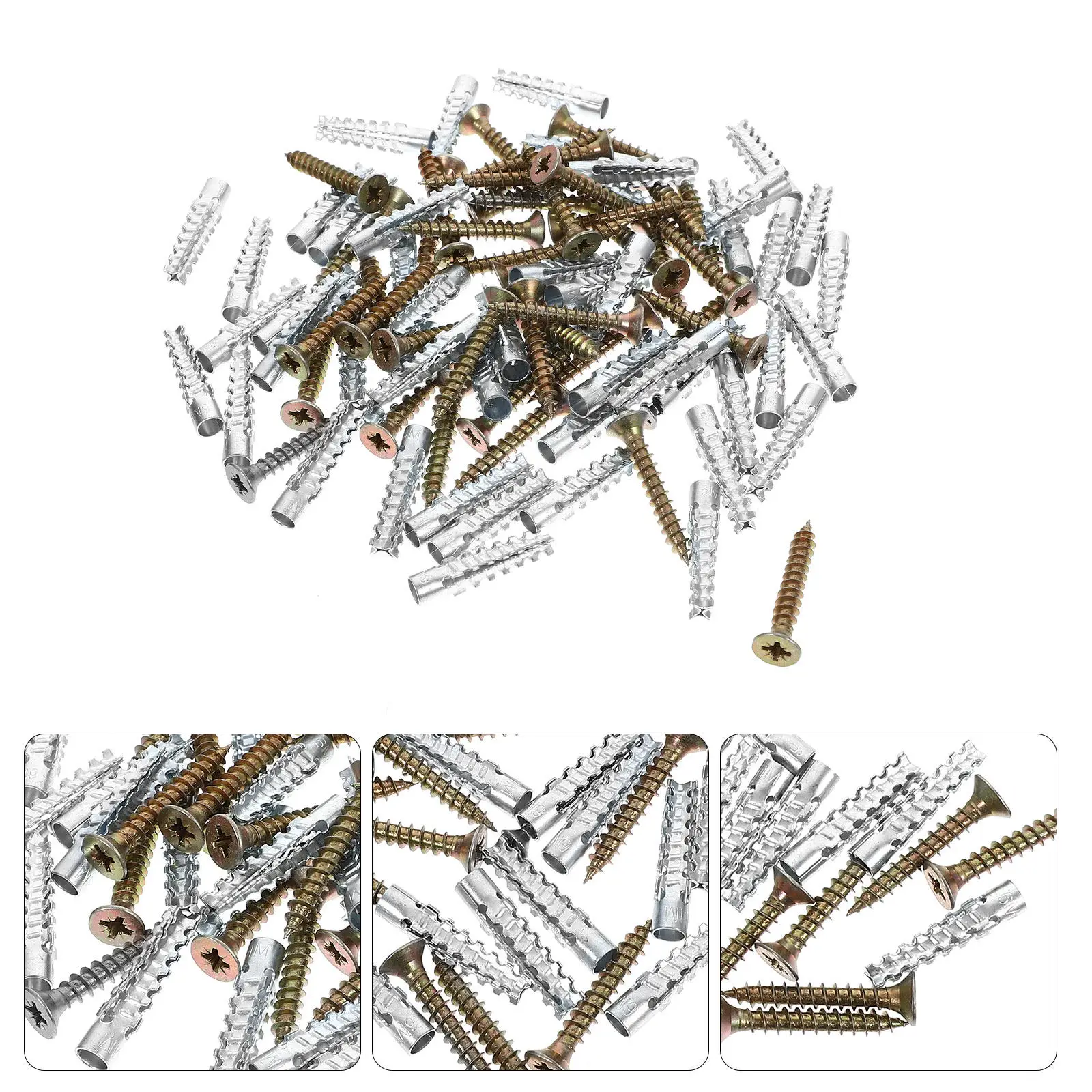 40Sets Heavy Duty Steel Drywall Anchors and Screws Kit Spiral Thread Expansion Wall Anchors for Plaster Concrete Hollow Wood