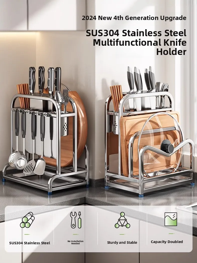 

Home Kitchen 304 Stainl Steel Knife Ra Cutting Board Storage Holder Tableware Organizer Knife Blo Utensil Storage elf