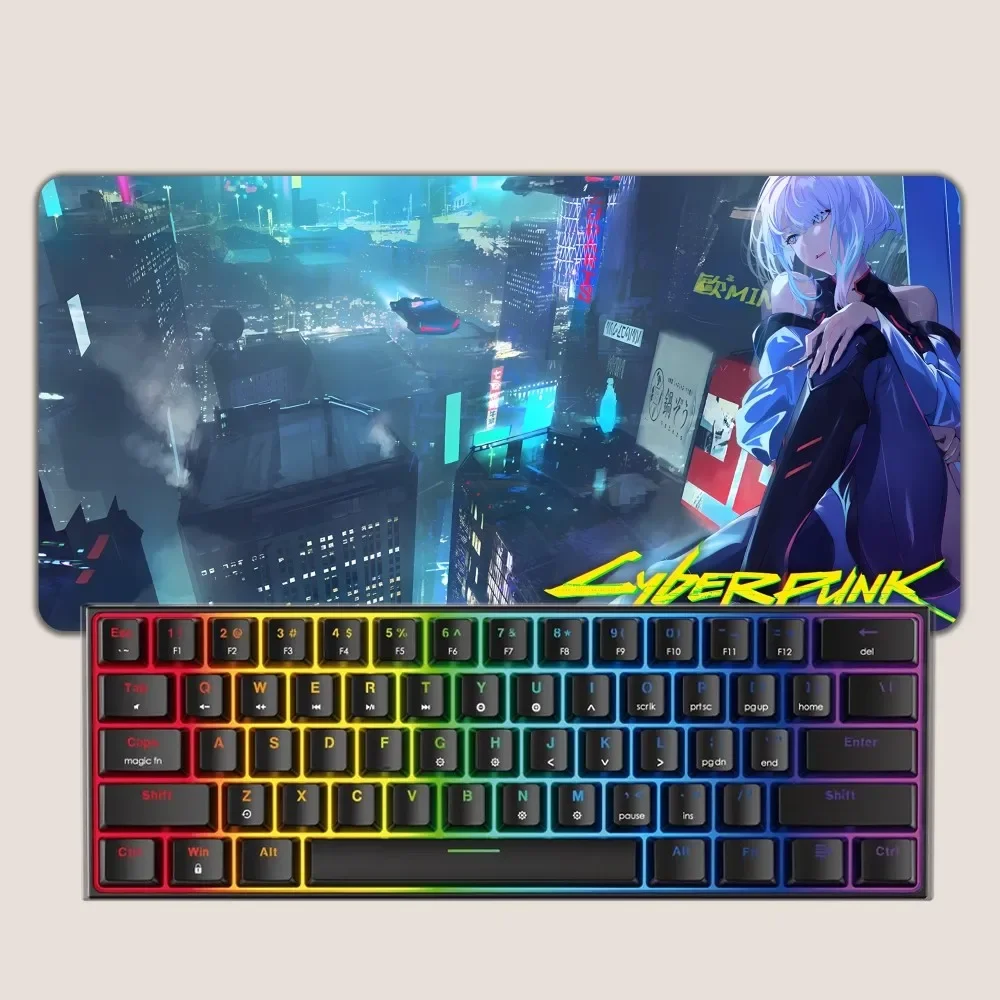 

E-Edgerunners-Anime-C-Cyberpunk Gaming Office Desk Pads Large For Computer Non-slip Lockedge Mouse Pad