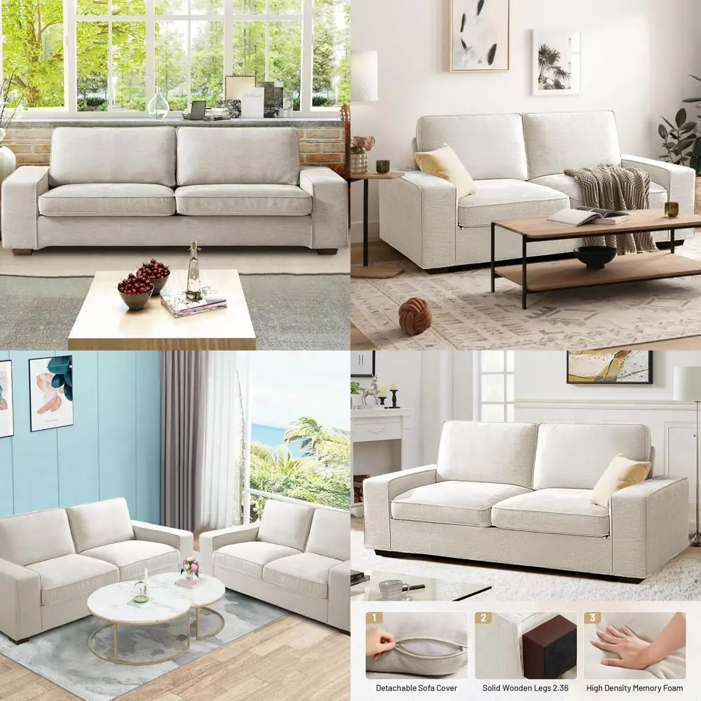 أريكة معاصرة من EASELAND 89 لمساحات المعيشة، أريكة من قماش الشنيل مع مساند للذراعين واسعة، مقعد Loveseat من القطيفة بثلاثة مقاعد مع #1