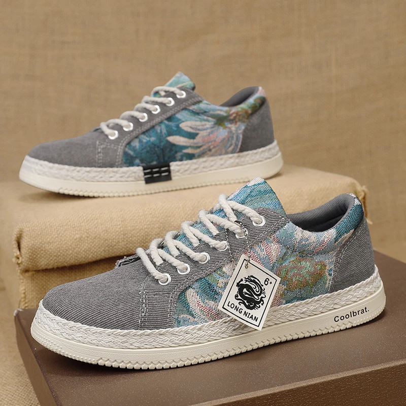

HKDQ Low Top Canvas Shoe for Men Rubber Sole Sneakers Comfortable Casual Shoes Durable Soft Sole Men Daily Wear Non Slip Sneaker