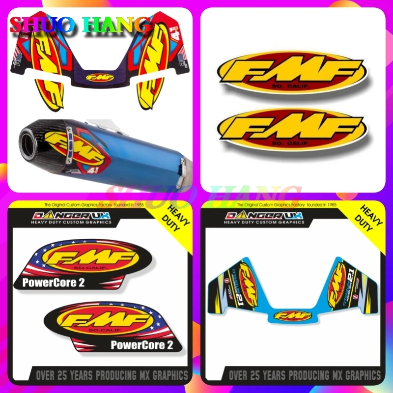 FMF TITANIUM POWERCORE 2.1 4.1 NEW DESIGN EXHAUST Apex Muffler Pipe Racing Motocross ATV Quad STICKERS Car Accessories Sports