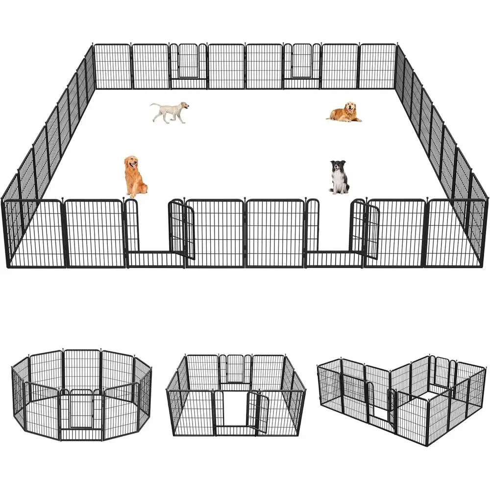 

Portable Outdoor Dog Playpen with 32 High, 28 Wide Rust-Resistant Panels, 4-Gate Folding Metal Fence for Medium to Large Dogs, S