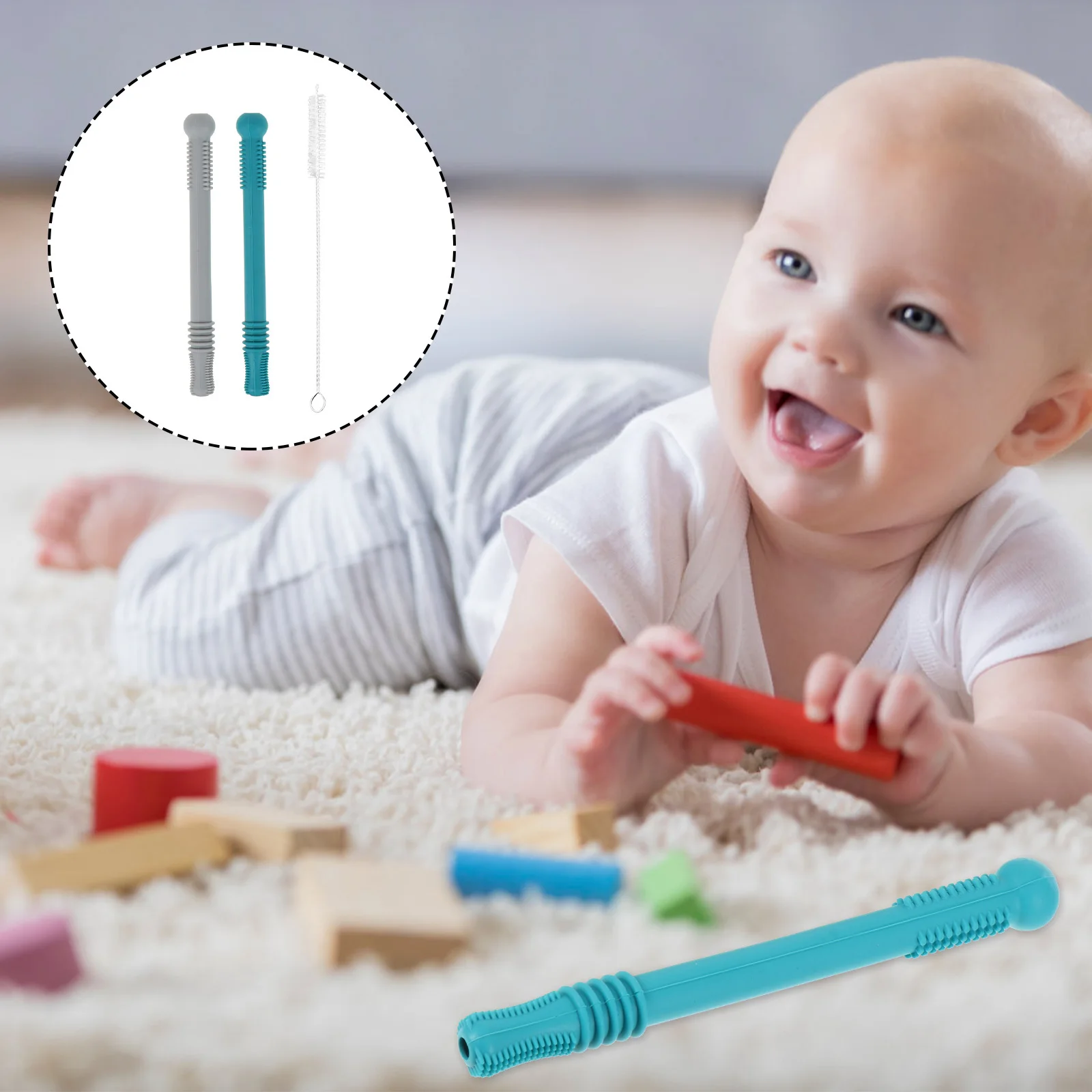 

1 комплект, силиконовый детский полый эластичный детский жевательный прорезыватель для коренных зубов, обучающий жевательный детский товар