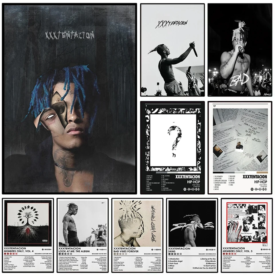 Hip-Hop-Rapper Z-XXXTentacion Sänger Klassisches Musikalbum Tracklist Poster Leinwanddruck Wandkunst Bilder Heimdekoration