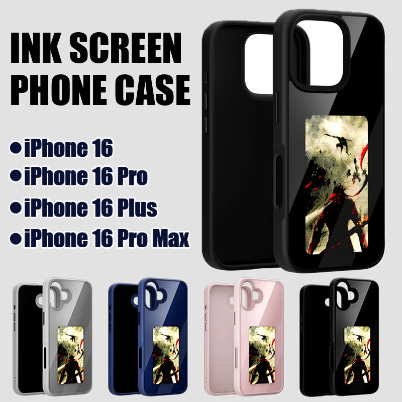 

New-Tech Ink Screen Case For iPhone 16 Pro Max iPhone 16 Plus Cases NFC Phone Cover Custom Image AI Cell Phone Case Battery Free