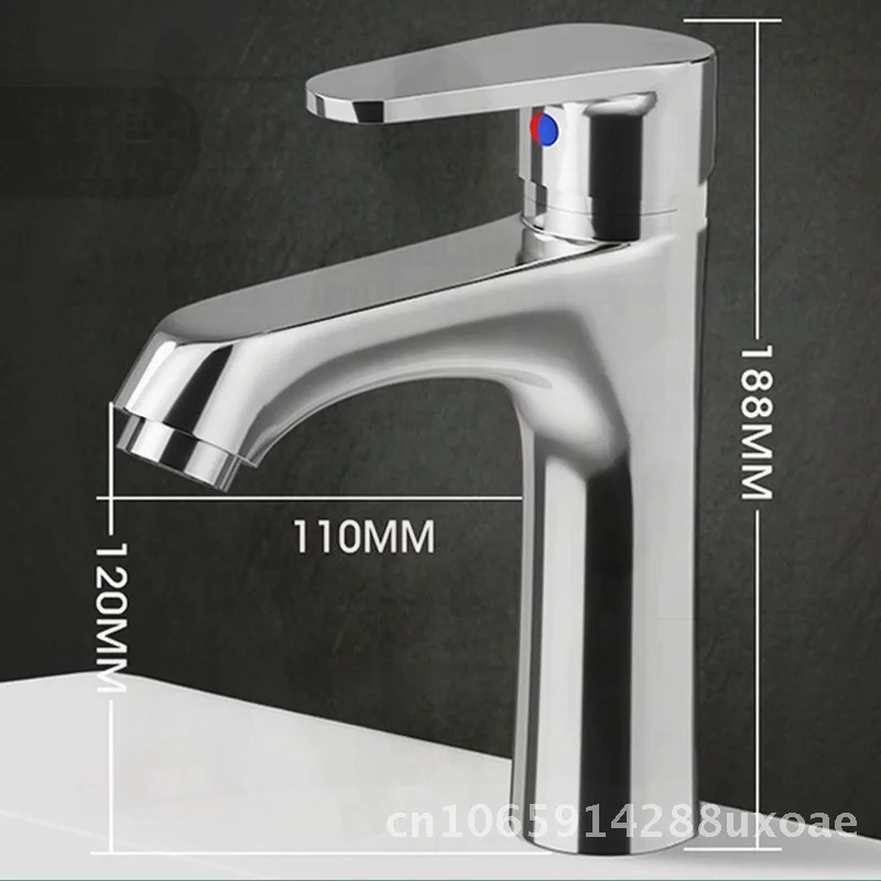 

Single Handled Bathroom Faucet Copper Modern Minimalist Style Hot And Cold Water Basin Cabinet Compatible with 1 Hole