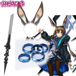 Game Amiya Cosplay Ears Headdress Costume Anime Arknights Amiya Rings Props Halloween Cos Costumes for Women Men Party Cos Props