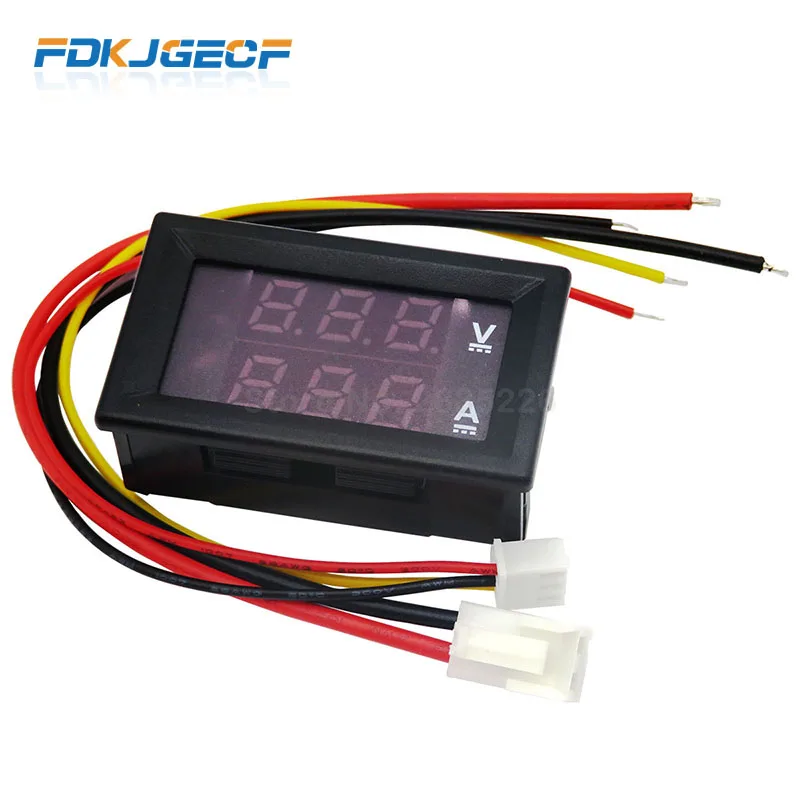 電圧および電流計,0〜100V,10Aデジタル電圧計,デュアルディスプレイ,モニター,0.28 ",赤,青