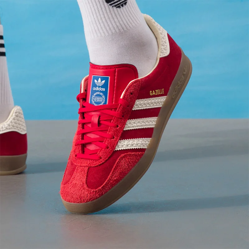 Adidas Clover casual sports shoes for men and women, red suede finish, durable and comfortable, breathable. IF1808