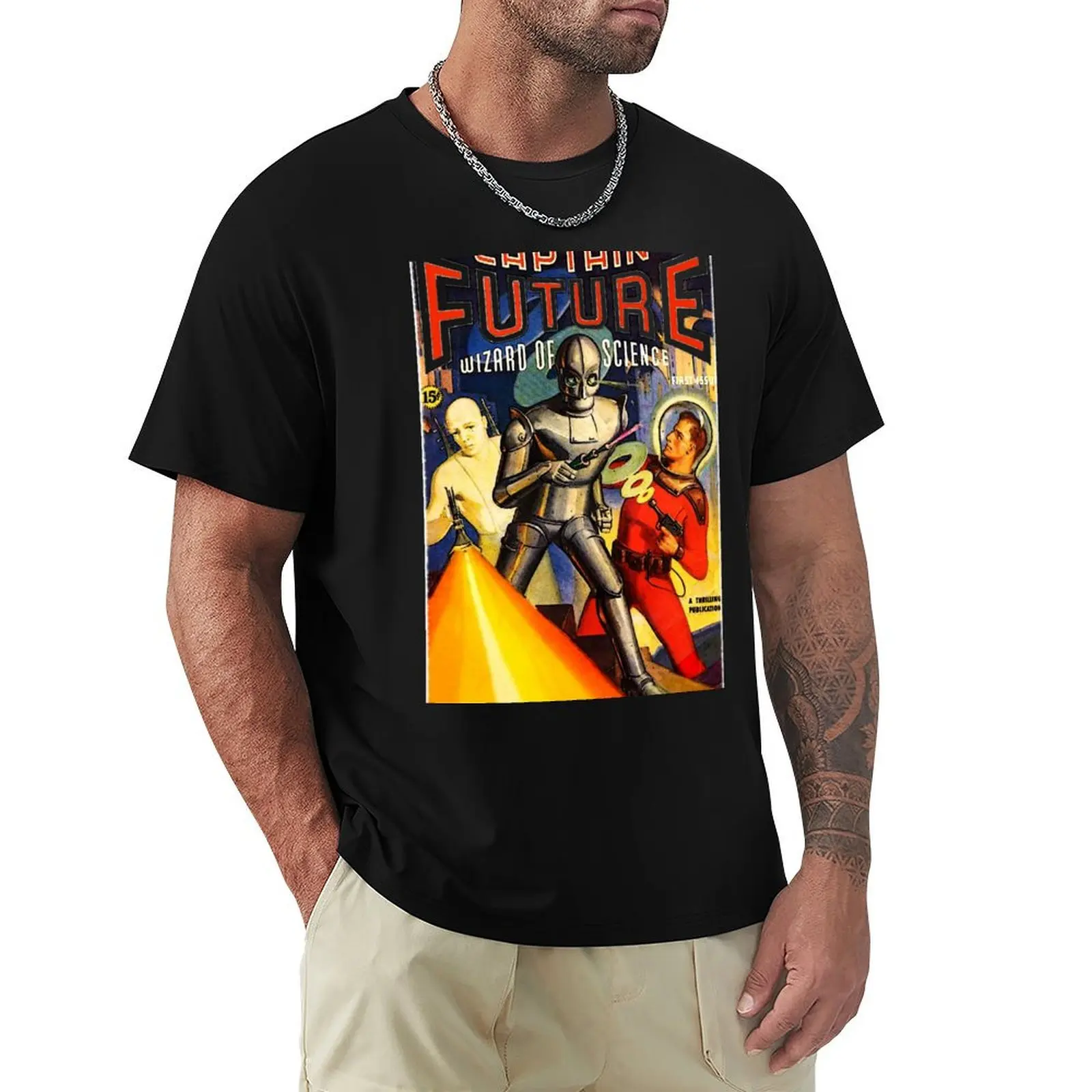 Retro Vintage CAPTAIN FUTURE NO. 1 PULP MAGAZINE ART T-Shirt man t shirts graphic T-Shirt