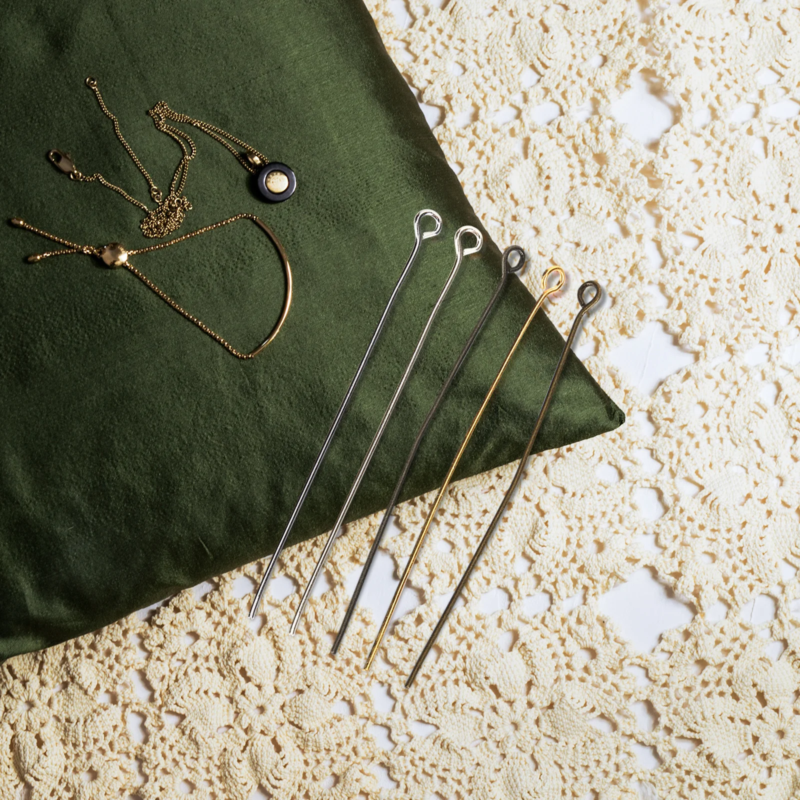 500pcs Head For Jewelry Eye Pin Jewelry Making Metal Eye Pin With End Beaded Links Dangles Connector Supplies