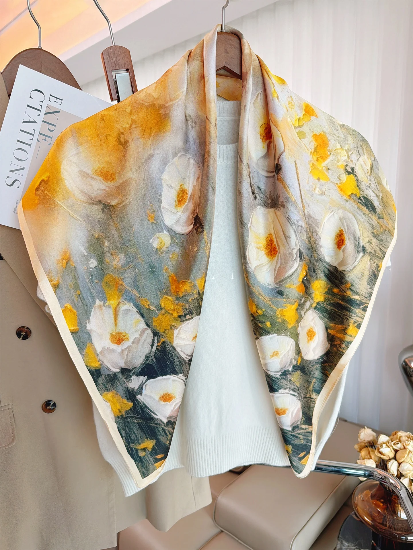 silk-scarf-women's-new-2026-summer-neck-protection-shawl-90cm-silk-ties-neck-square-scarf-mom-gift-soft-comfortable