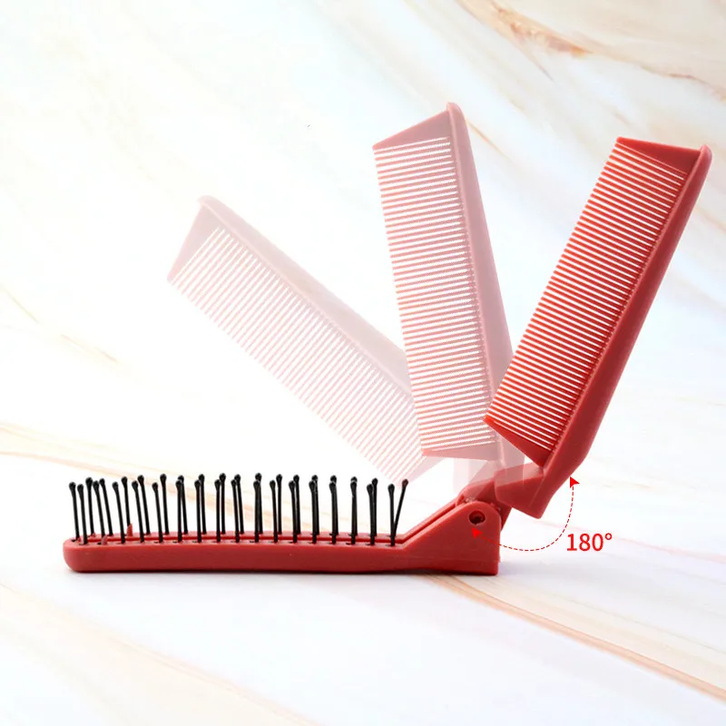 Comb 2 In One Foldable Double Headed Red Hairdressing Comb Anti Static Long Hair Voluminous Scalp Massage Comb Styling Tool