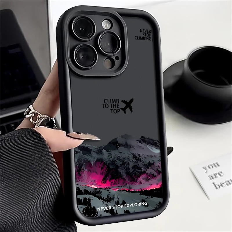 Dunkles Schneeberg-Muster Hülle für iPhone 17e 17 15 16 14 12 13 Pro Max 16 15 14 Pro Air 11 16e Stoßfeste Weiche TPU Handyhülle