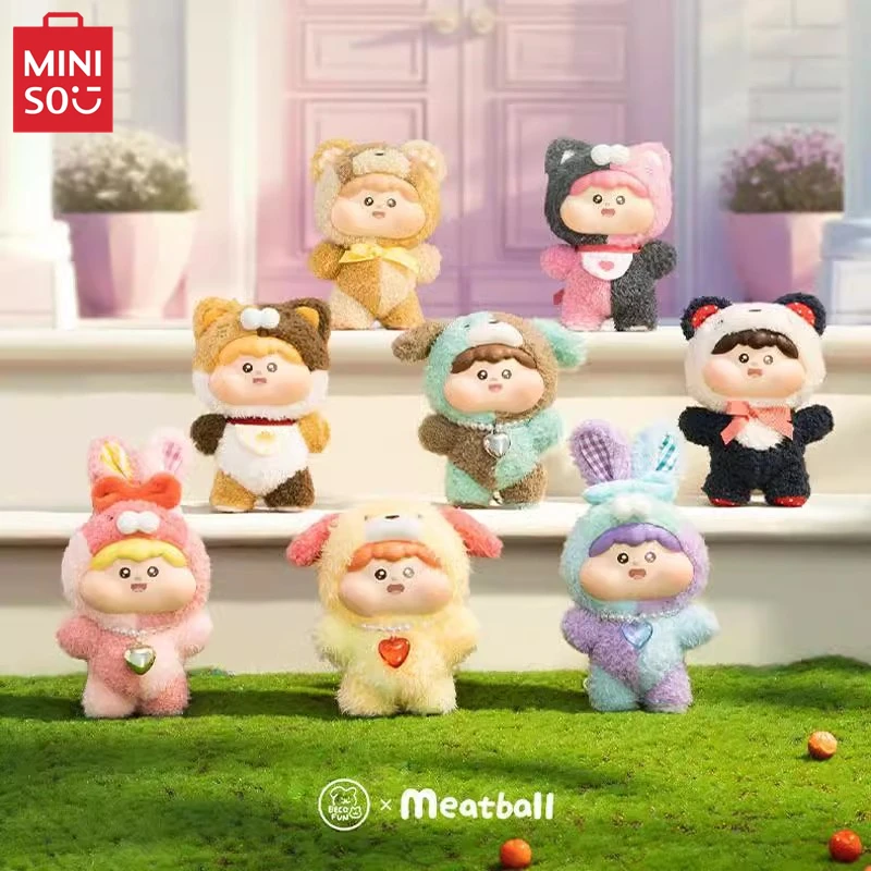 MINISO Blind Box Meatball Marshmallow Little Treasure Vinyl Plush Model Cute Pendant Children's Toy Ornament Birthday Gift