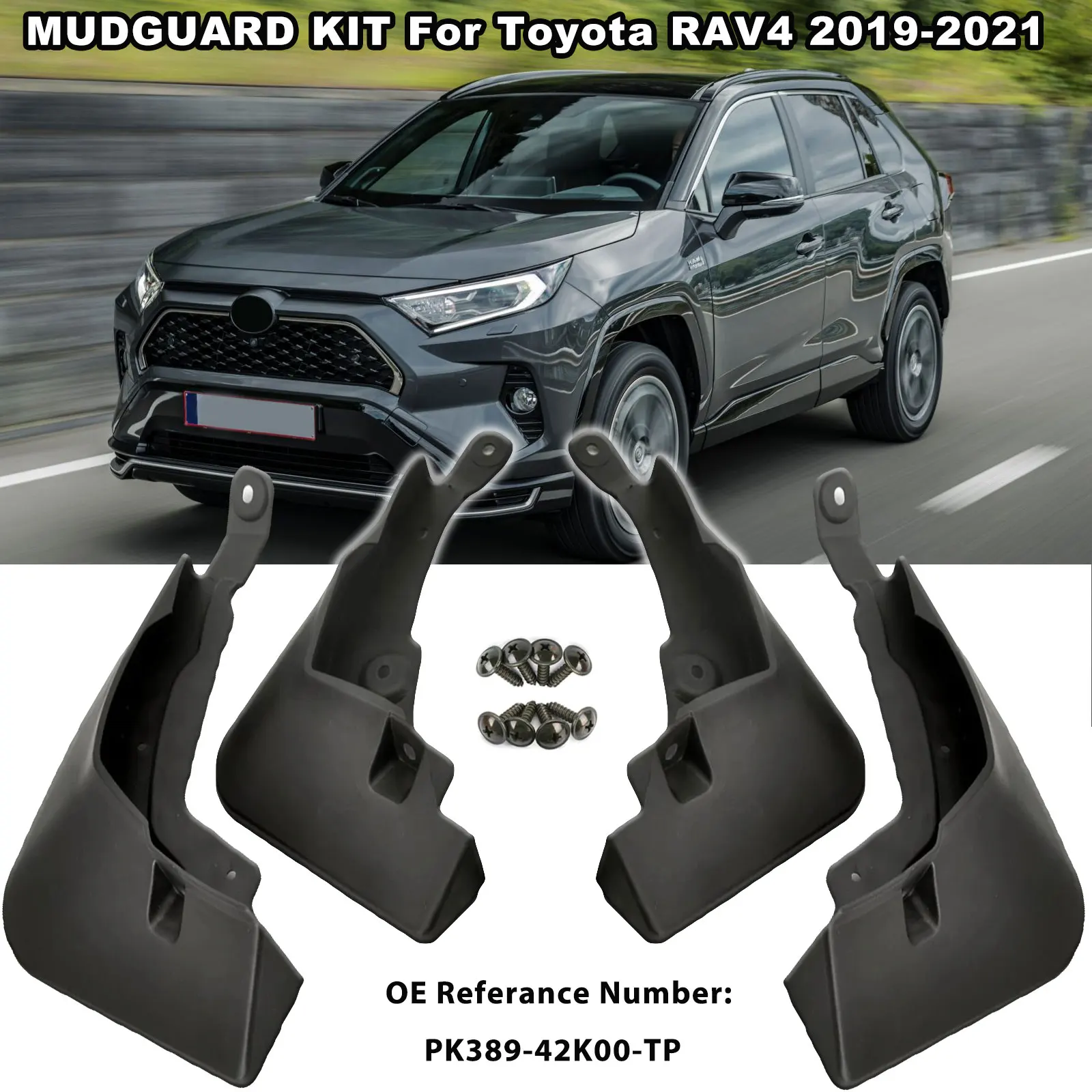 Mud Flaps for Toyota RAV4 2019 2020 2021 XA50 Rav 4 Front Rear Fender Mudflaps Splash Guards Mudguards OE# PK389-42K00-TP Rally