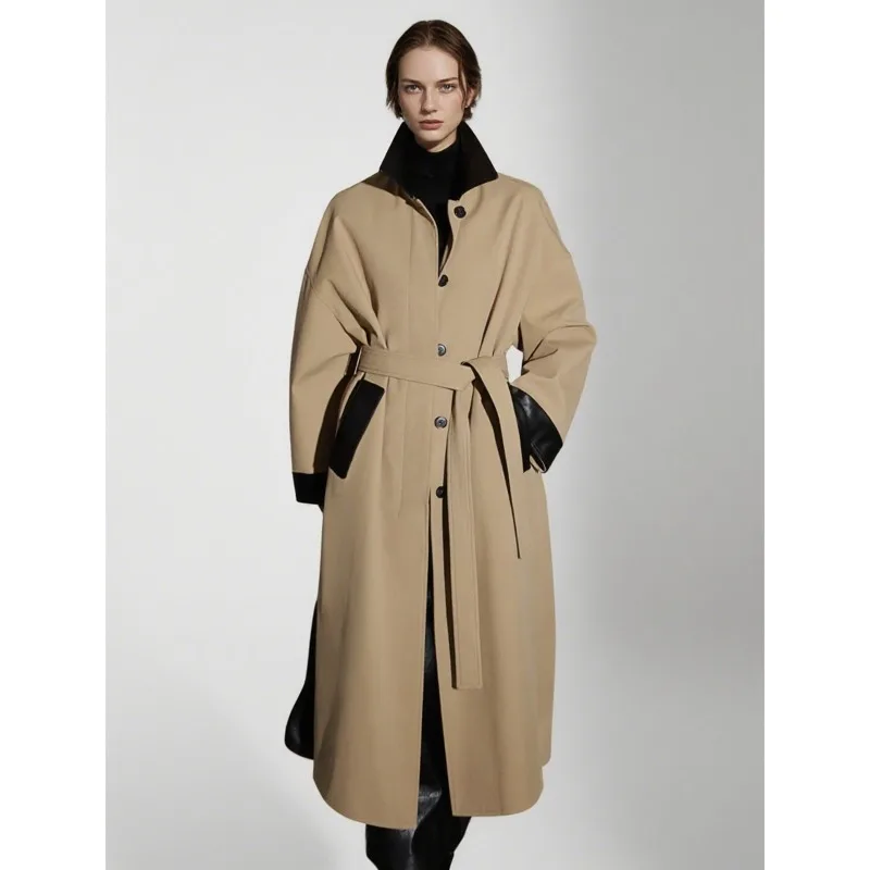 

Women Sheepskin Cotton Trench Coat Women Autumn Long Coat