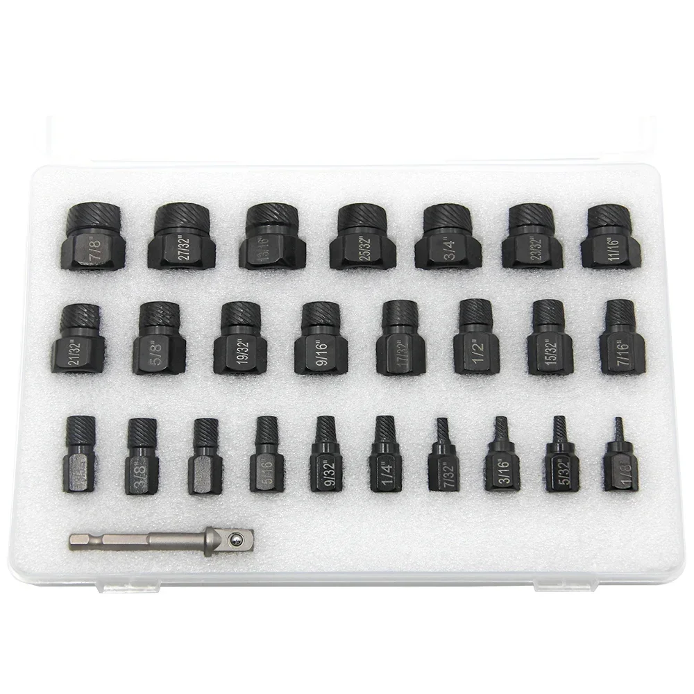 26pcs Screw Extractor Kit 1/8 Inch To 7/8 Inch Easy Pull Out Remove Damaged Screws Bolt Extractor