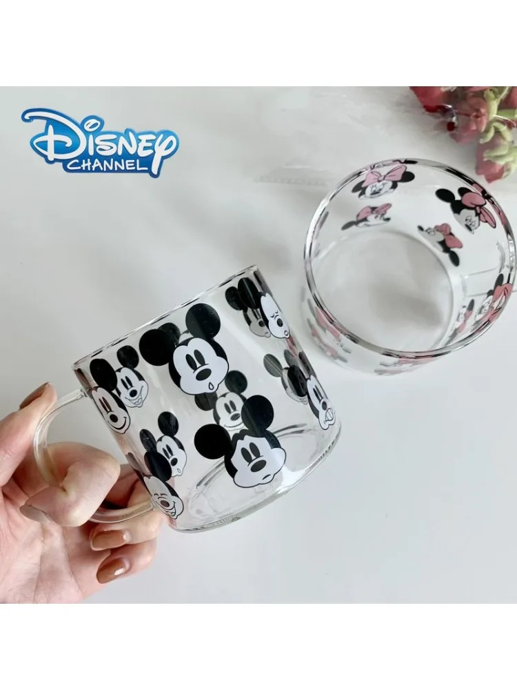 Tasse à café en verre Disney Mickey Mouse, mignonne Ins, Style coréen, haute teneur en Borosilicate, résistante à la chaleur, pour le bureau du thé au lait