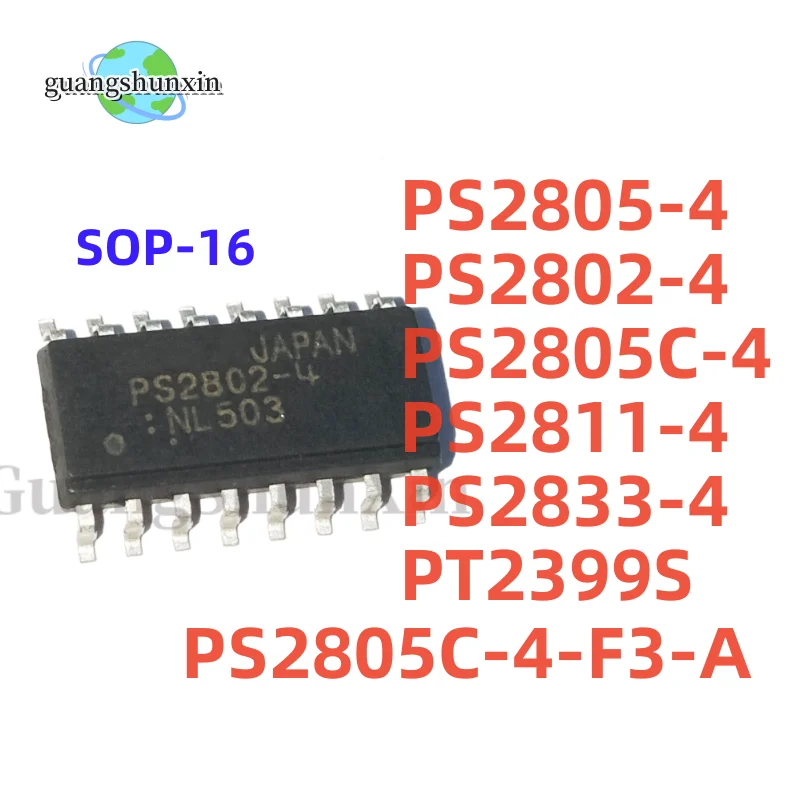 5PCS PS2805-4 SOP16 PS2802-4 Electronic Components PS2805C-4 PS2805C-4-F3-A PS2811-4 PS2833-4 New Original PT2399S