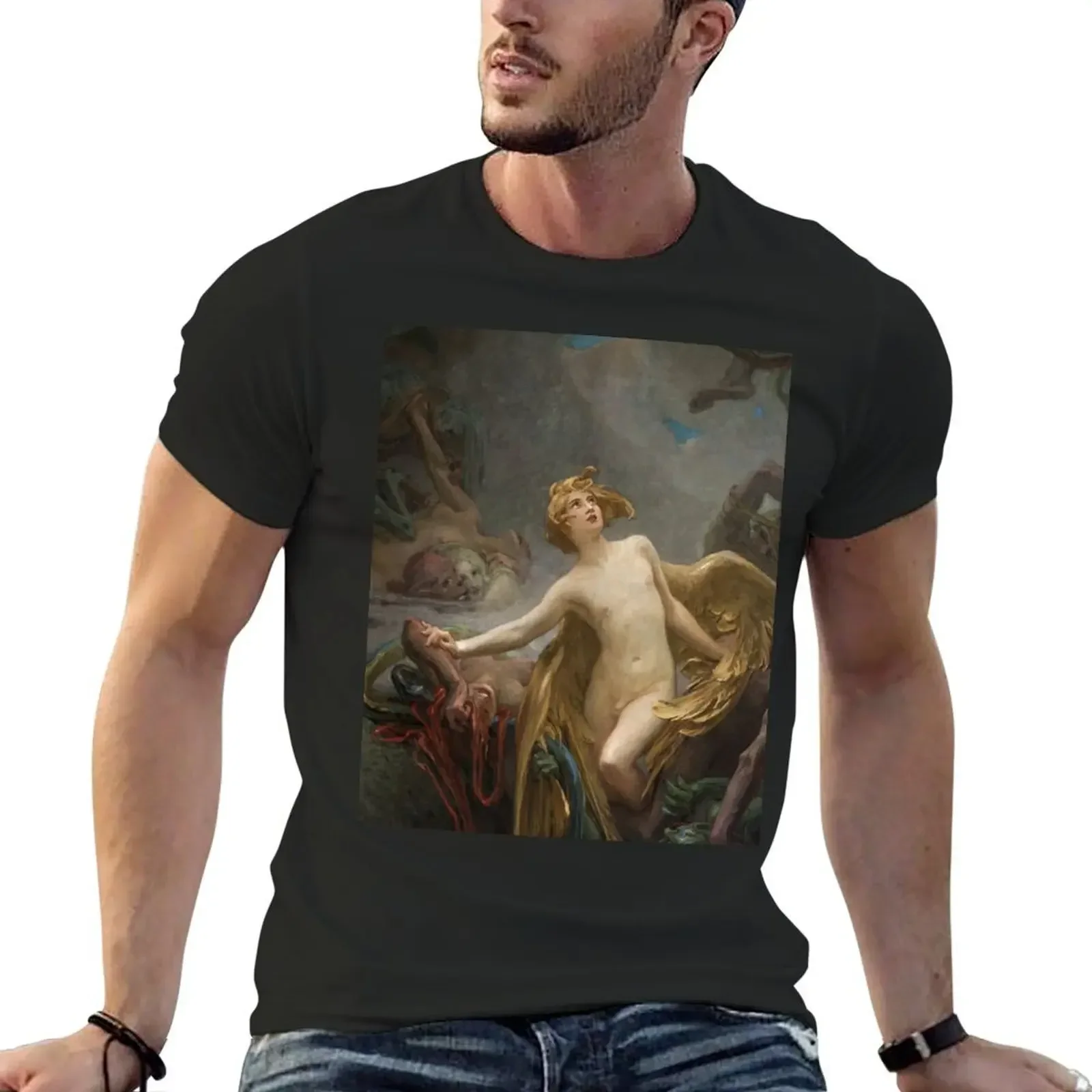 

Angel and Demons vintage art T-Shirt plus size tops animal prinfor boys mens shirts graphic tee