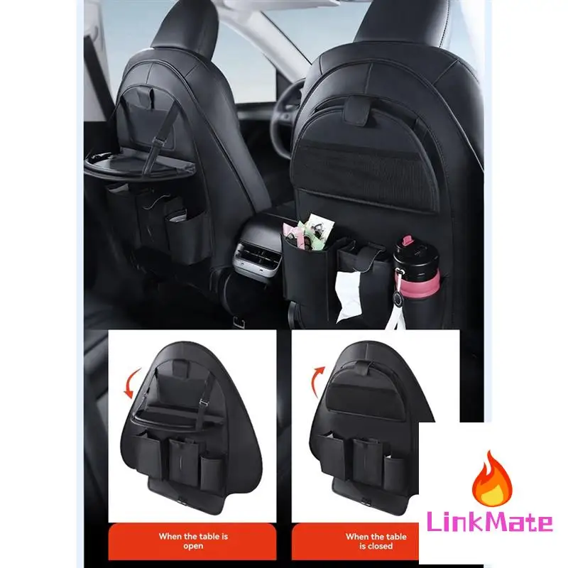 

Seat Back Protective Child Anti-Kick Mats For Tesla Model 3 Y Highland Leather Storage Pockets
